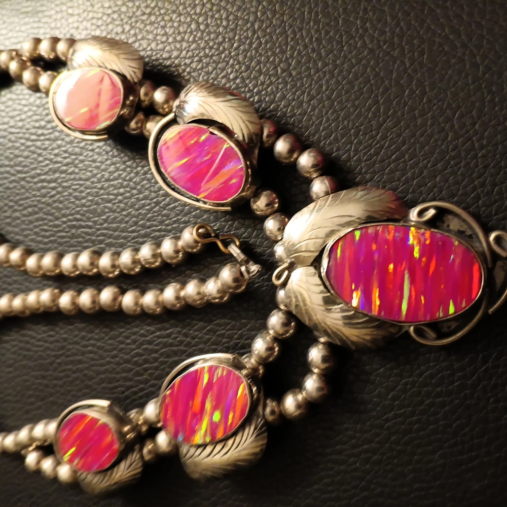 SoLD SOLD Blosson  necklace tested Sterling APOX.20" and Pink Opal Necklace